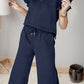 Ruffled Quarter Zip Top and Drawstring Pants Set