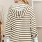 Striped Dropped Shoulder Buttoned Hoodie