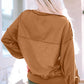 Exposed Seam Half Button Long Sleeve Sweatshirt