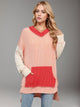 Double Take Contrast Hooded Long Sleeve Top Orange