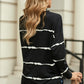 Striped Side Slit Round Neck Sweatshirt