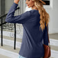 Notched Neck Long Sleeve Buttoned Blouse