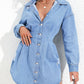 Distressed Button Up Long Sleeve Denim Dress