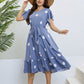 Polka Dot Belted Flutter Sleeve Ruffle Hem Dress