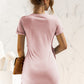 Round Neck Cuffed Sleeve Side Tie Dress