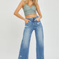 RISEN High Rise Side Slit Raw Hem Cropped Jeans