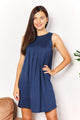 Round Neck Sleeveless Mini Dress Dark Blue
