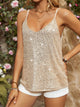 Sequin V-Neck Cami Khaki