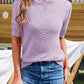 Eyelet Round Neck Half Sleeve Knit Top