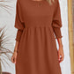 Round Neck Lantern Sleeve Mini Dress