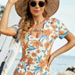 Cutout Printed Short Sleeve One-Piece Swimwear