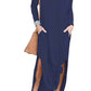 Split Long Sleeve V-Neck Maxi Dress