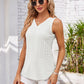 Eyelet Decorative Button V-Neck Tank