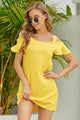 Cold-Shoulder Mini Dress Yellow