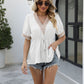 V-Neck Puff Sleeve Babydoll Top