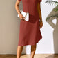 Ribbed Asymmetrical Neck Short Sleeve Dress