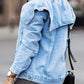 Collared Neck Button Down Denim Jacket