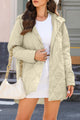 Snap Down Long Sleeve Quilted Winter Coat Beige