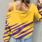 Graphic Asymmetrical Neck Long Sleeve T-Shirt