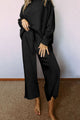 Dropped Shoulder Top and Pants Set Black