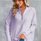 Half Zip Pocketed Dropped Shoulder Sweatshirt