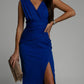 Slit Ruched Surplice Tank Dress