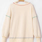 Contrast Stitching Sequin Pumpkin Round Neck Long Sleeve Sweatshirt