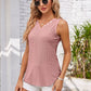 Eyelet Decorative Button V-Neck Tank