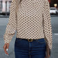 Geometric Mock Neck Long Sleeve Blouse