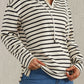 Drawstring Striped Long Sleeve Hoodie