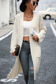 Dropped Shoulder Long Sleeve Cardigan with Pocket Cream