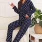 Star Print Button-Up Shirt and Pants Lounge Set