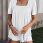 Mandy Ruched Square Neck Short Sleeve Blouse