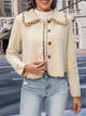 Perfee Collared Neck Button-Down Long Sleeve Jacket Cream
