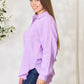 Zenana Full Size Texture Button Up Raw Hem Long Sleeve Shirt