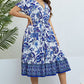 Floral Flounce Sleeve Surplice Dress