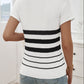 Devine Striped Round Neck Short Sleeve Knit Top