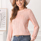 Textured Round Neck Long Sleeve Blouse