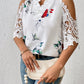 Full Size Lace Printed Half Sleeve Blouse