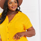 Zenana Full Size Summer Breeze Gauze Short Sleeve Shirt in Mustard