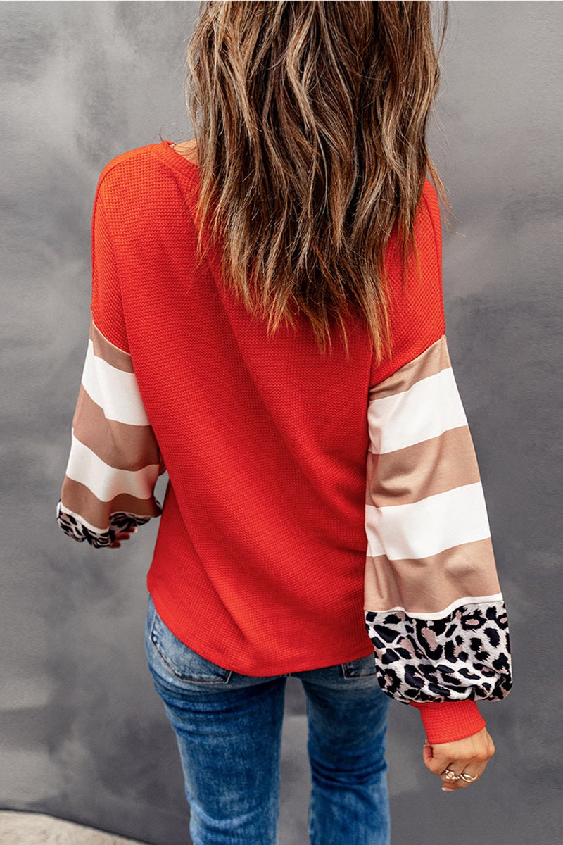 Letter Graphic V-Neck Long Sleeve Top