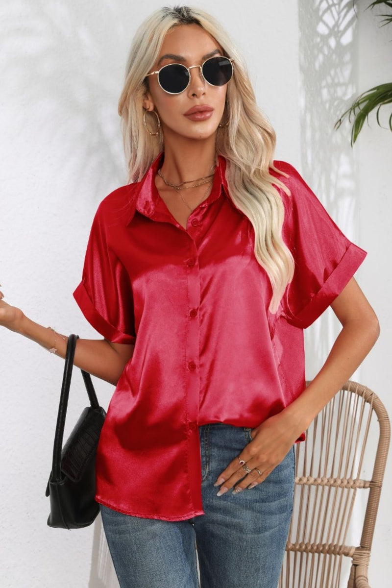 Collared Neck Short Sleeve Shirt