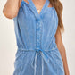 V-Neck Sleeveless Denim Jumpsuit