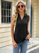 Textured Johnny Collar Tank Black
