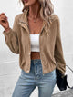 Perfee Long Sleeve Dropped Shoulder Jacket Khaki