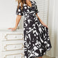 Printed Surplice Balloon Sleeve Dress