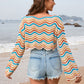 Striped Boat Neck Long Sleeve Cover Up