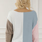 Color Block Boat Neck Sweatshirt