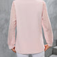 Notched Long Sleeve Blouse