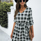 Plaid V-Neck Tie Waist Dress